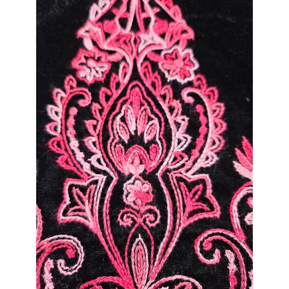 Ronni Nicole Velvet Embroidered Dress Women Size 10 Black Red Floral Knee Length - Picture 3 of 11